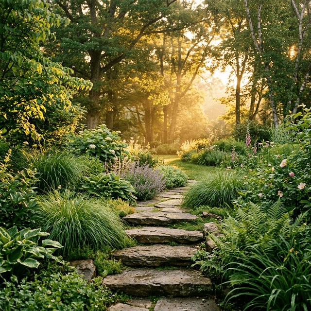 Tranquil garden path symbolizing healing journey